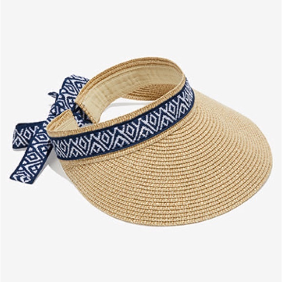 Sea & Grass Accessories - NWT SEA & GRASS Vacation Visor with Navy Ribbon